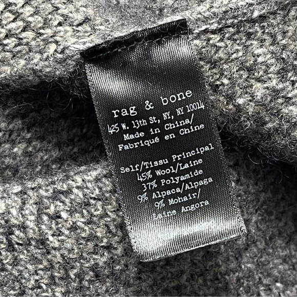 Rag Bone Isadora Leopard Print Mock Neck Sweater XS in Grey Wool Alpaca Blend - Picture 8 of 10